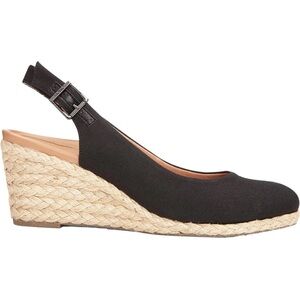 Vionic Coralina Black Canvas Closed Toe Espadrille Wedge Heel Sz 7